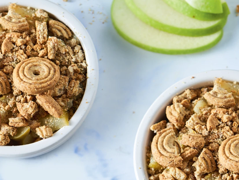 Crumble de maçã e gengibre